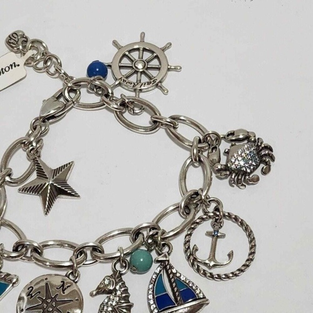 Brighton Blue Water crab, seahorse, star, sailboat, and pearl charm bracelet new - Picture 3 of 9